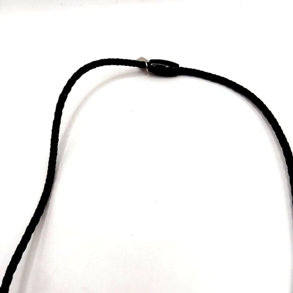 Black + Silver Stainless Steel Cross On Black Cord Choker Necklace 16 " - Picture 4 of 10